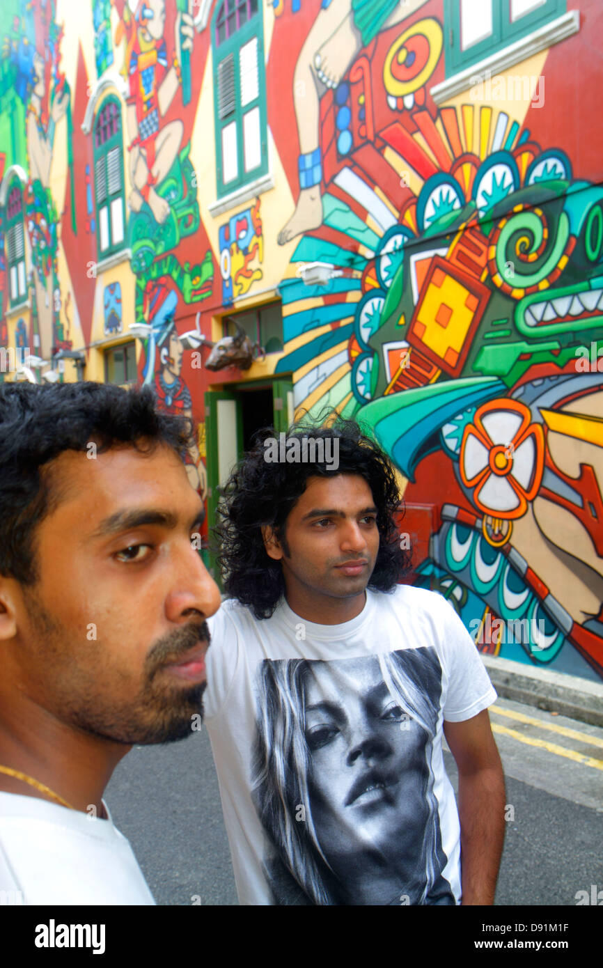 Singapore Kampong Glam,Muslim Quarter,Arab Street,wall,mural,art,Asian man men male,Sing130204021 Stock Photo