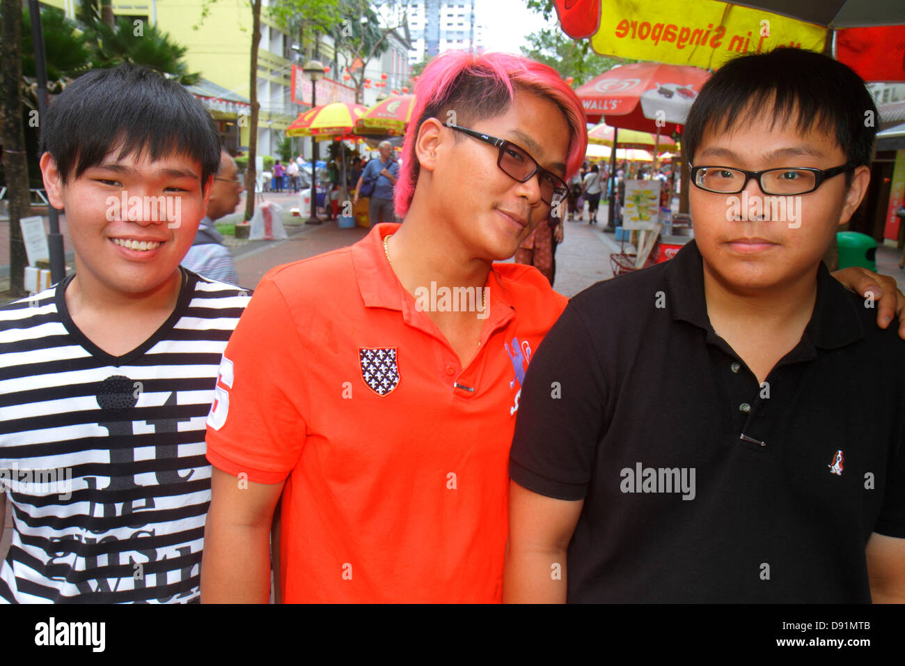 Singapore Waterloo Street Asian Man Teen Boy Dyed Hair Style Pink
