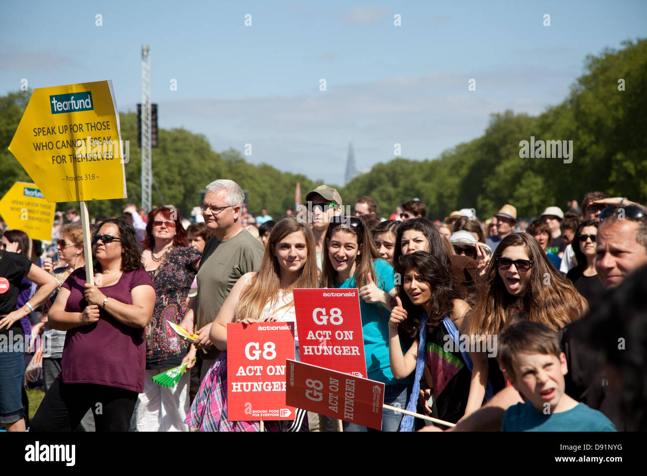 London, UK. Saturday 8th June 2013 “Big IF” event was held in Hyde Park to raise awareness of food poverty ahead of the G8 meeting in Northern Ireland. Thousands attended the event Hosted by Gethin Jones and Myleene Klass, it included speeches by Bill Gates and Danny Boyle. Credit:  nelson pereira/Alamy Live News Stock Photo