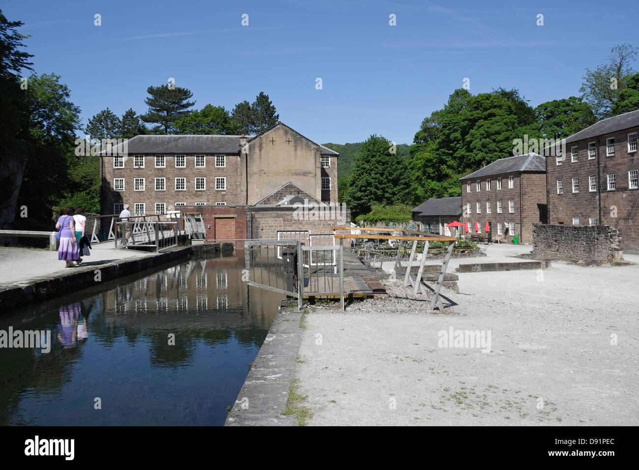 Old Mill buildings at Arkwright's Mill Cromford Derbyshire England, Grade I listed buildings world heritage site visitor attraction industrial Stock Photo