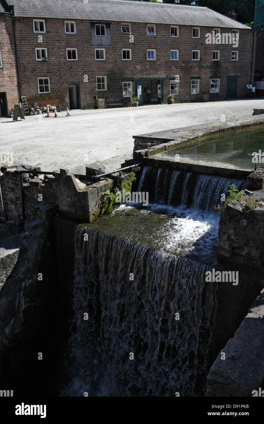 Feeder Stream and Wheel Pit,  Arkwright's Mill Cromford Derbyshire England UK Stock Photo