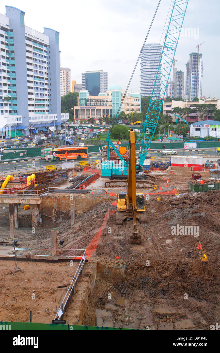 Singapore,Jalan Besar,Rochor MRT Station,subway train,public transportation,under new construction site building builder,city skyline cityscape,skyscr Stock Photo