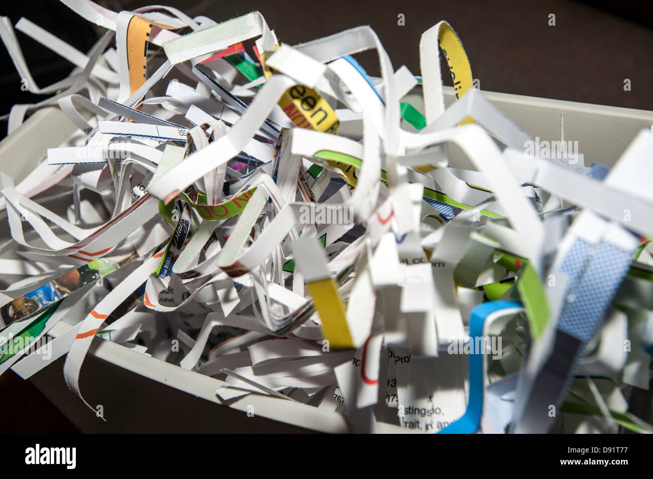 recycling shred shredder shredding documents Stock Photo