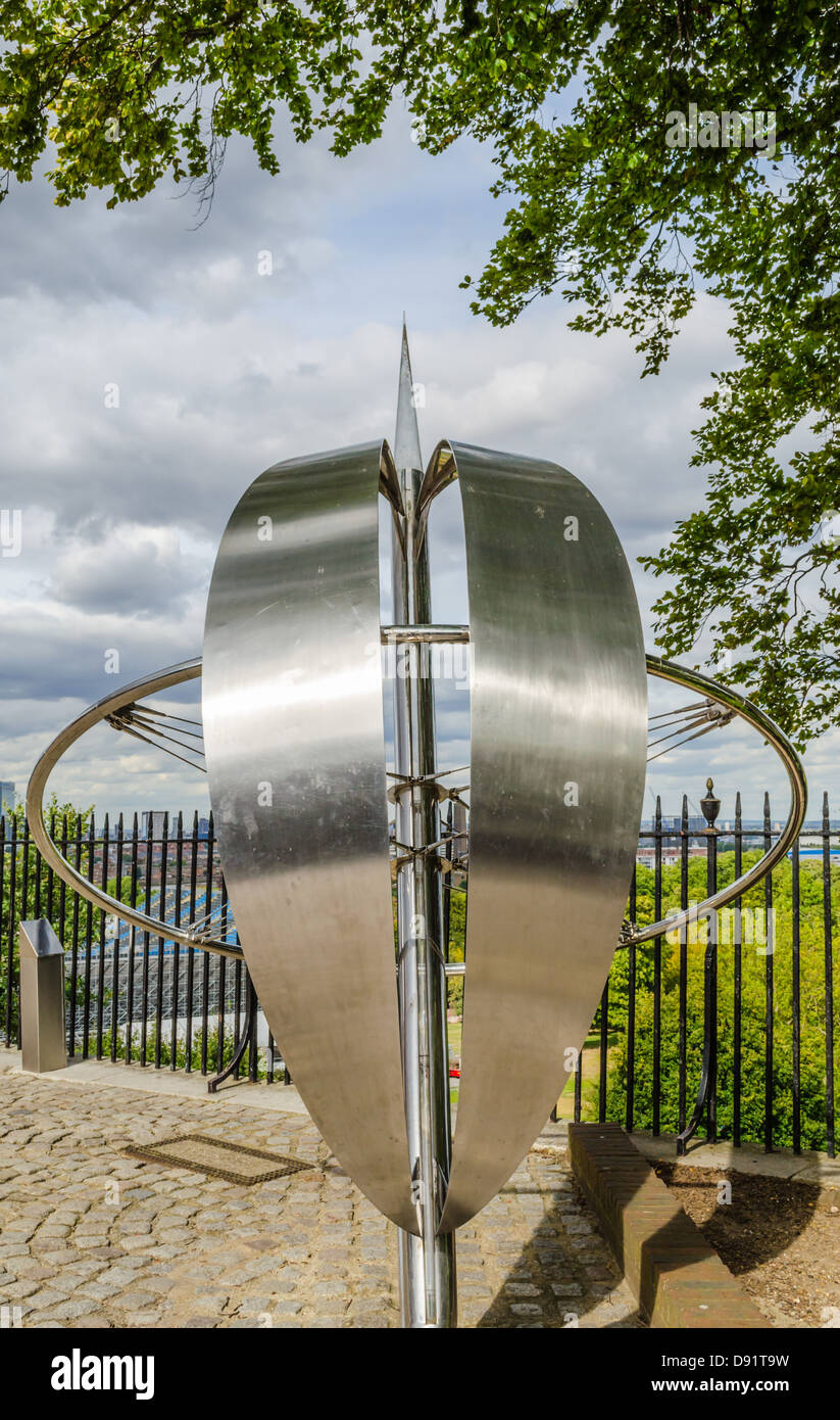 Sculpture on the Prime Meridian. Greenwich, London, England. Stock Photo