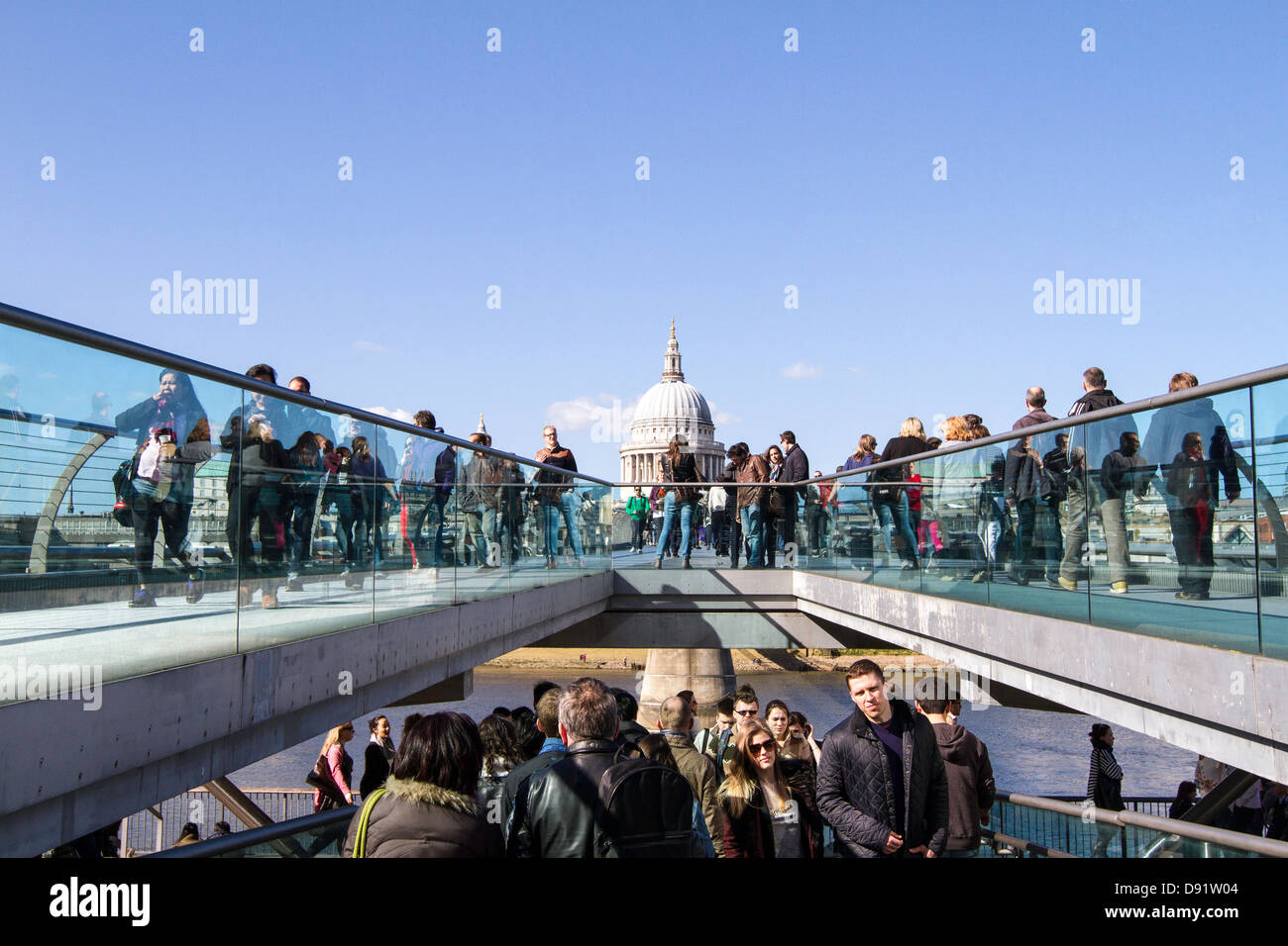 London Millennium Footbridge across Thames River, London, United Kingdom Stock Photo