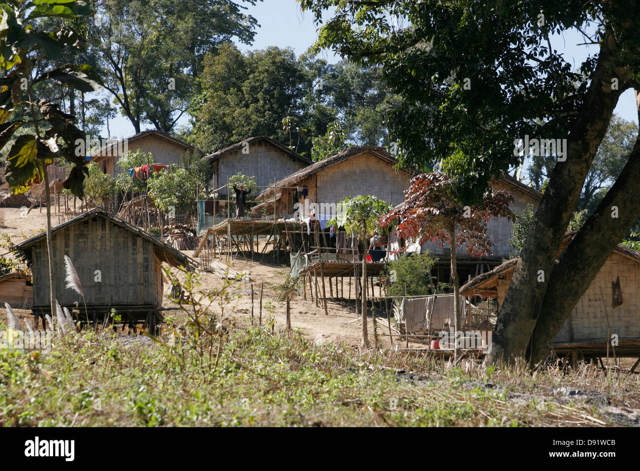 Bamboo houses in the tribal village, Chittagong Hill Tracts, Bangladesh