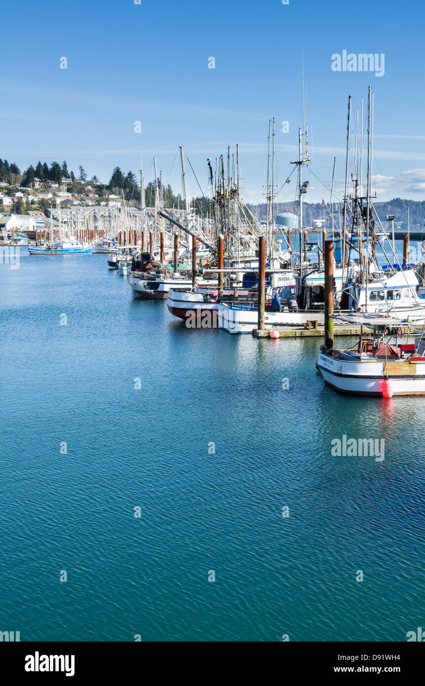 Newport Oregon United States. Newport harbor is home to a commercial fishing fleet as well as many private ships Stock Photo