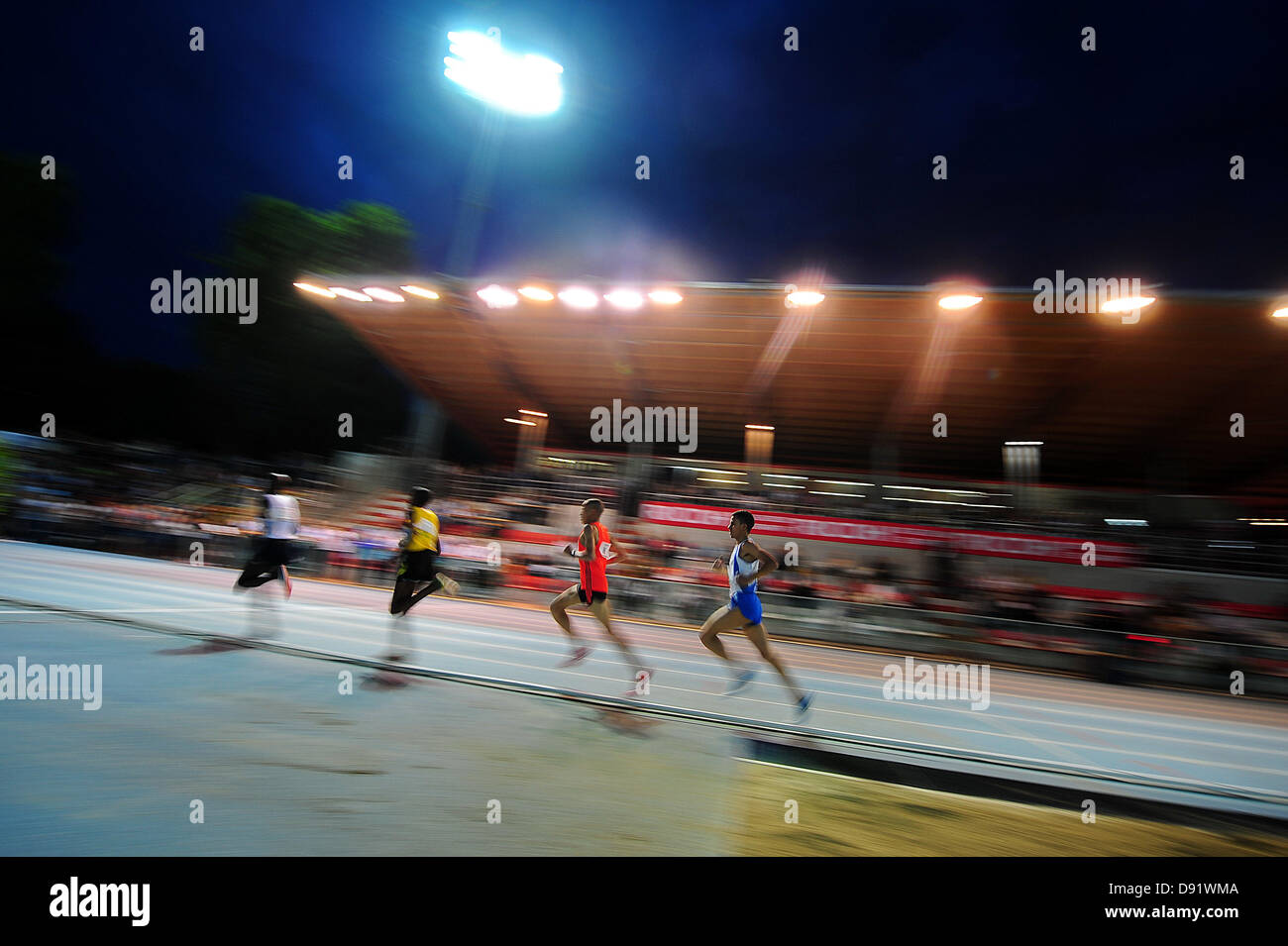 08.06.2013 Torino, Italy. A group of athletes competing in the Mens 5000m during the International Athletics meeting Memorial Primo Nebiolo from the Stadio Primo Nebiolo. Stock Photo