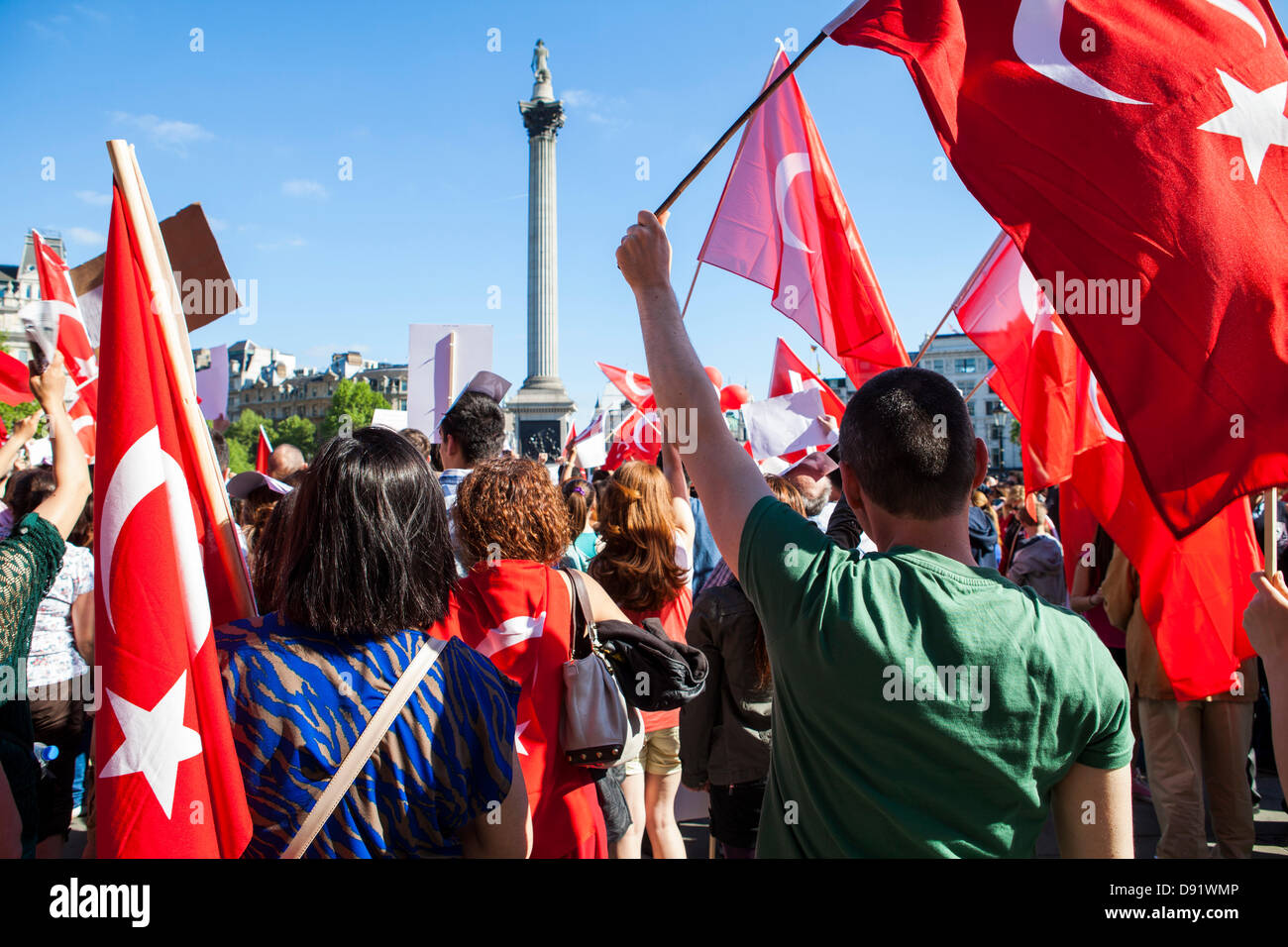 London, UK. Saturday 8th June - Turkish demonstration in Trafalgar Square Credit:  Vitor Da Silva/Alamy Live News Stock Photo