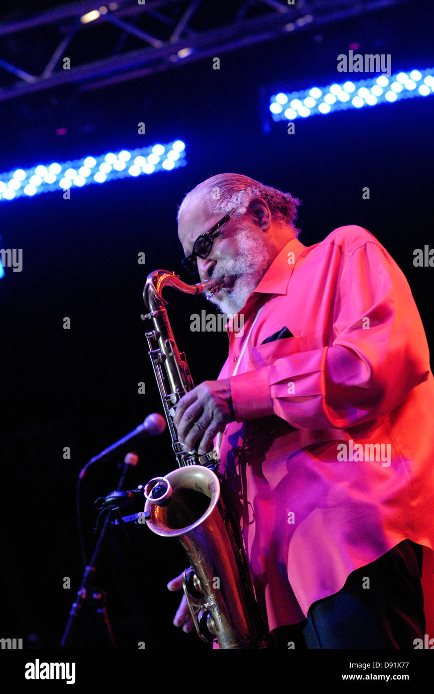 American jazz saxophone player Sonny Rollins performing during
