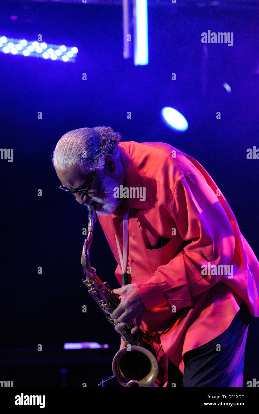 American jazz saxophone player Sonny Rollins performing during