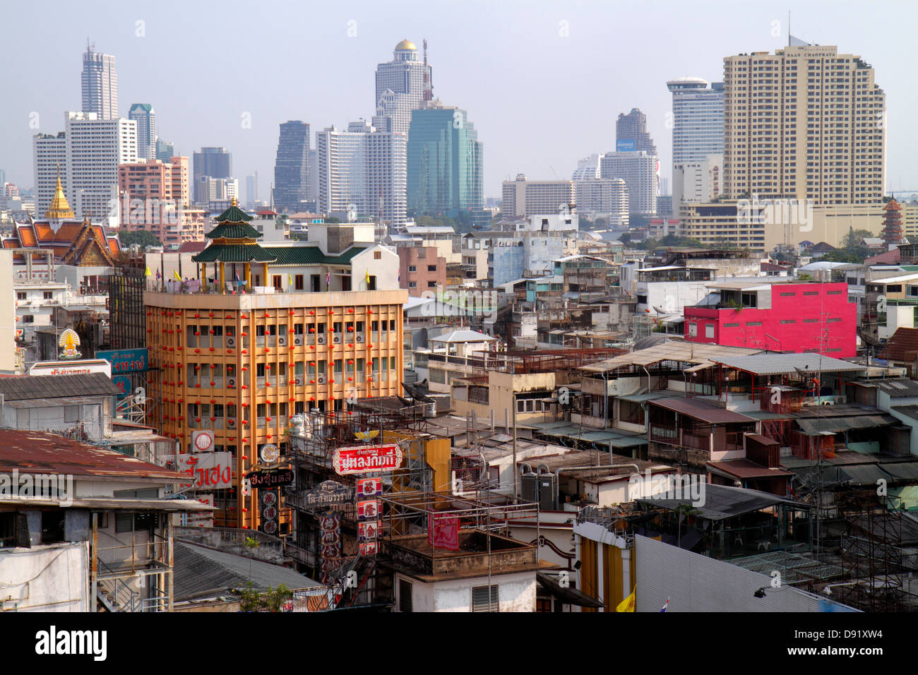 Bangkok Thailand,Thai,Samphanthawong,Chinatown,aerial overhead view from above,view,buildings,urban,city skyline,skyscrapers,Thai130209105 Stock Photo