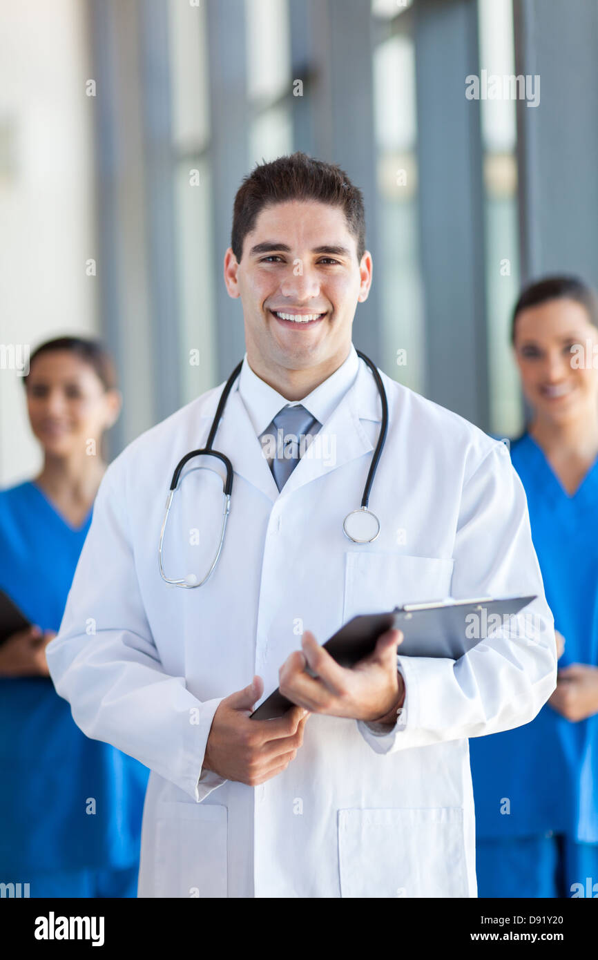 team of young healthcare workers portrait in modern hospital Stock Photo
