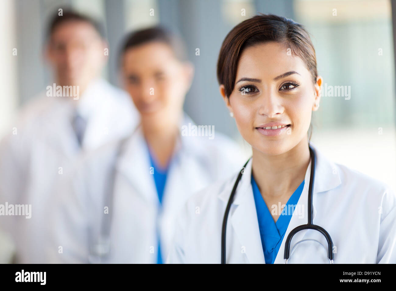 beautiful healthcare workers portrait in hospital Stock Photo