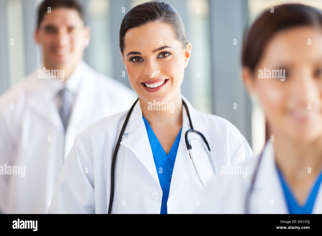 medical team group portrait in hospital Stock Photo
