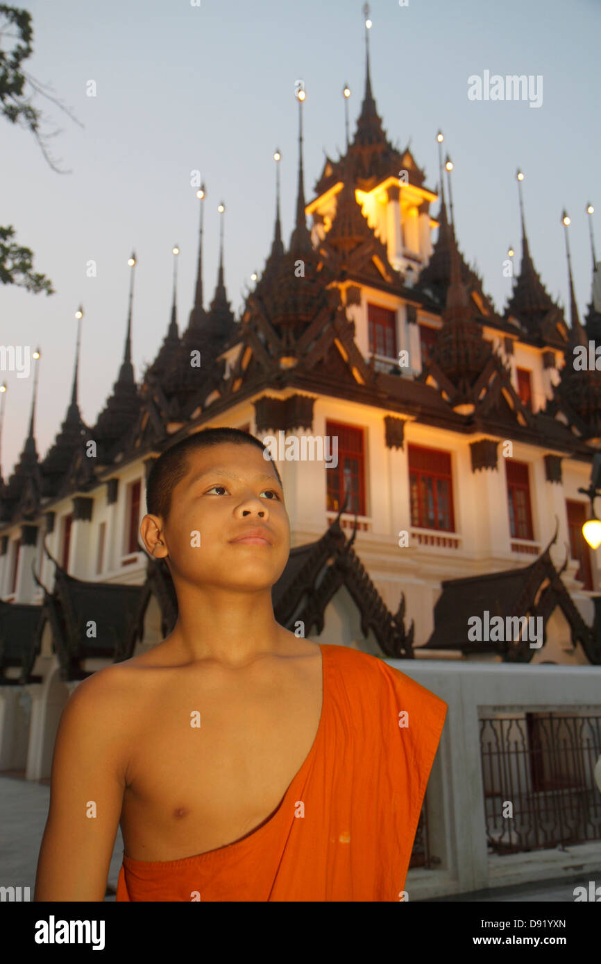 Thailand,Thai,Bangkok,Phra Nakhon,Wat Ratchanatdaram,Buddhist temple,Loha Prasat,Maha Chetsadabodin Pavilion,Rattanakosin Hall,37 metal spires,Asian t Stock Photo