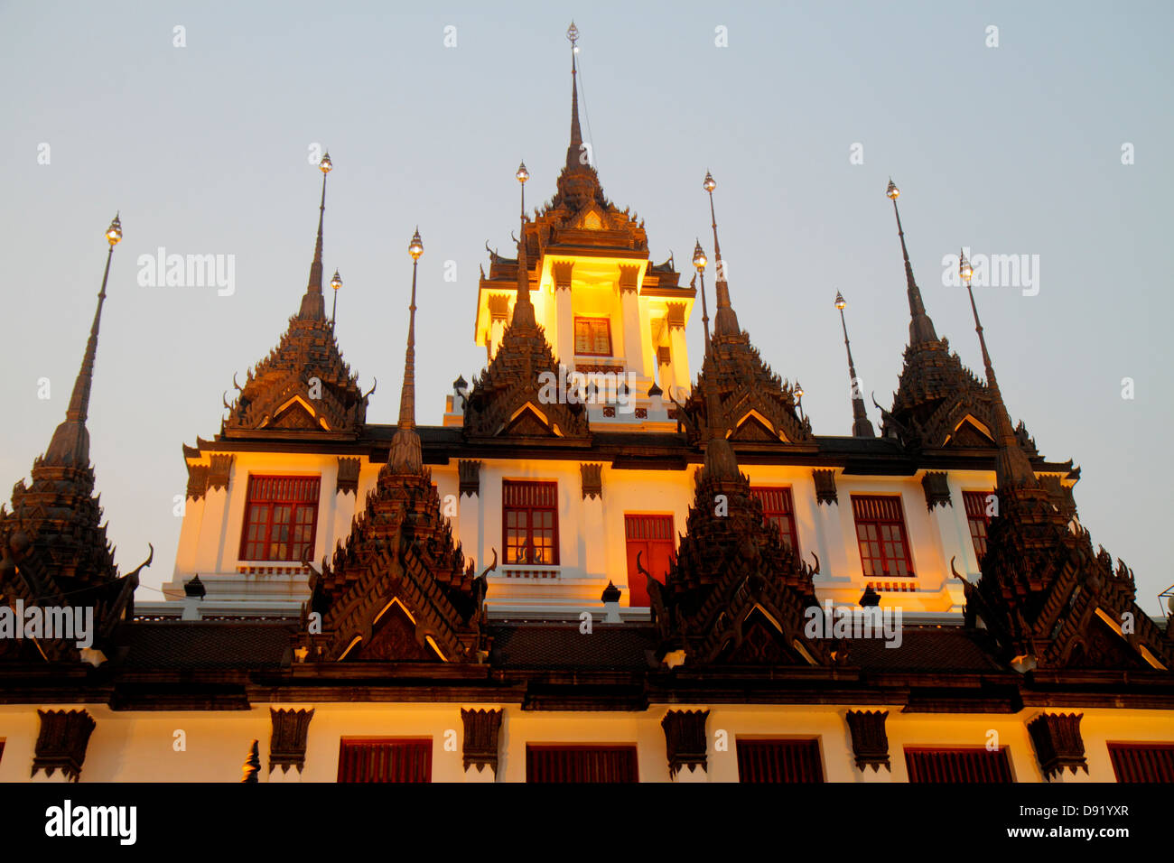 Bangkok Thailand,Thai,Phra Nakhon,Wat Ratchanatdaram,Buddhist temple,Loha Prasat,Maha Chetsadabodin Pavilion,Rattanakosin Exhibition Hall,37 metal spi Stock Photo