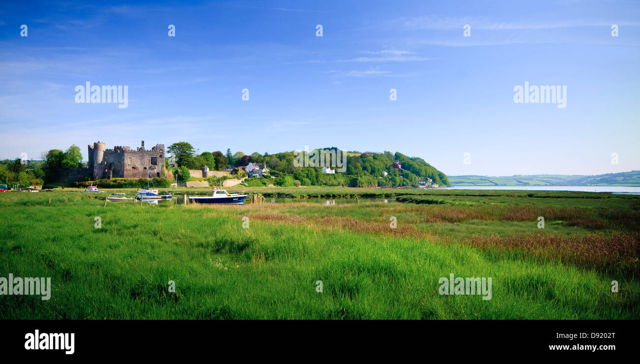 Laugharne Castle Carmarthenshire Wales Stock Photo Alamy