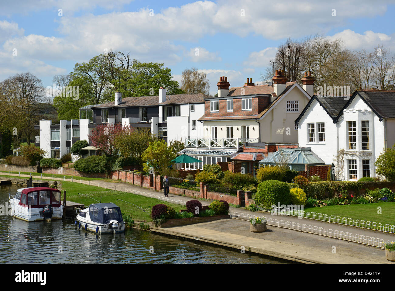 Riverside houses by River Thames, Marlow, Buckinghamshire, England