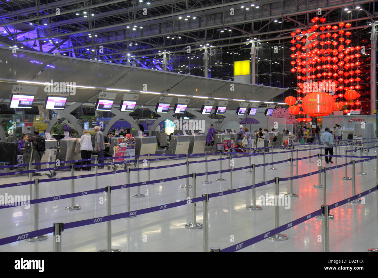 Bangkok Thailand,Thai,Suvarnabhumi International Airport,BKK,terminal,ticket,counters,check in,Thai130214067 Stock Photo