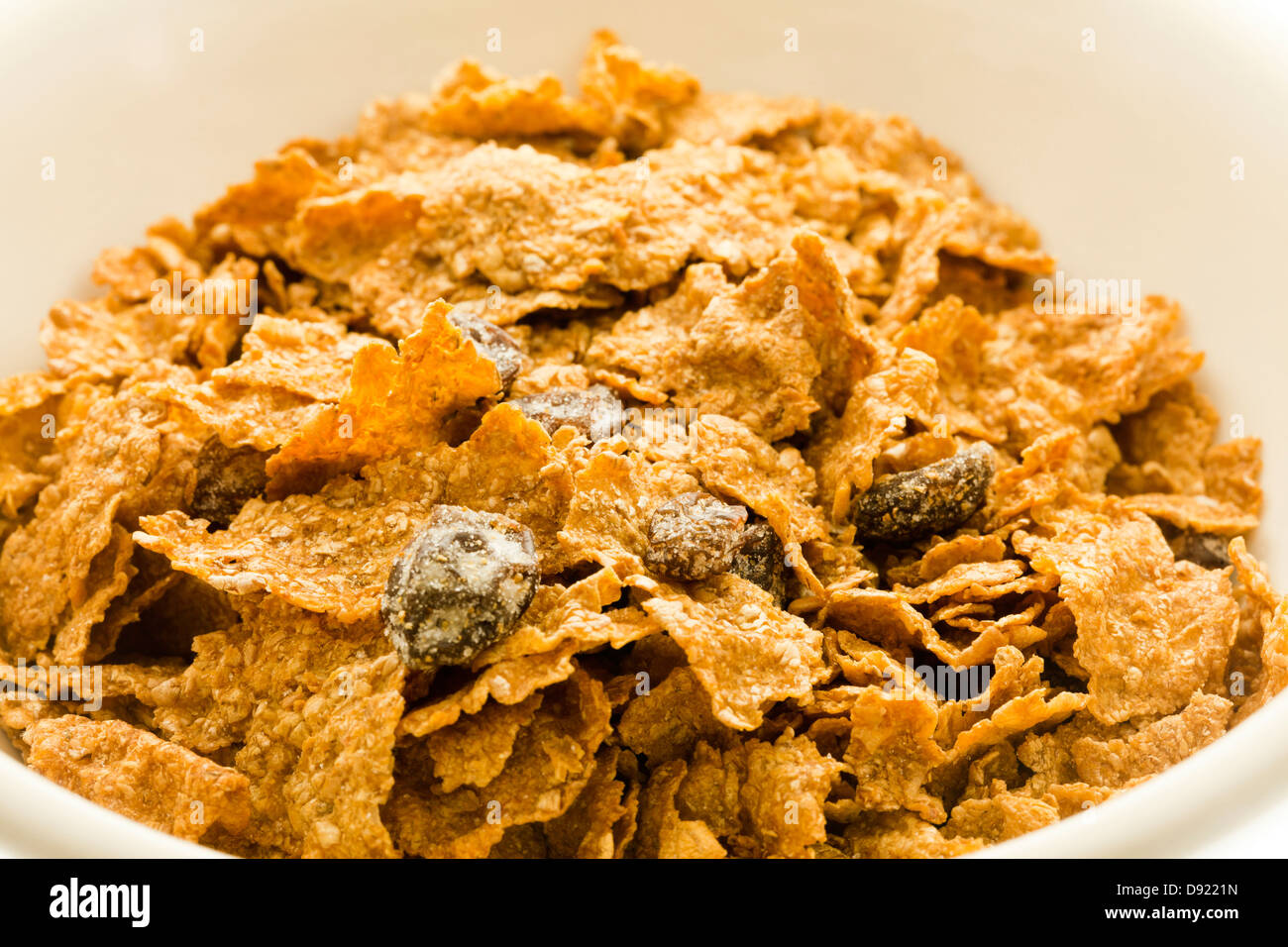 Bowl of raisin bran cereal Stock Photo Alamy