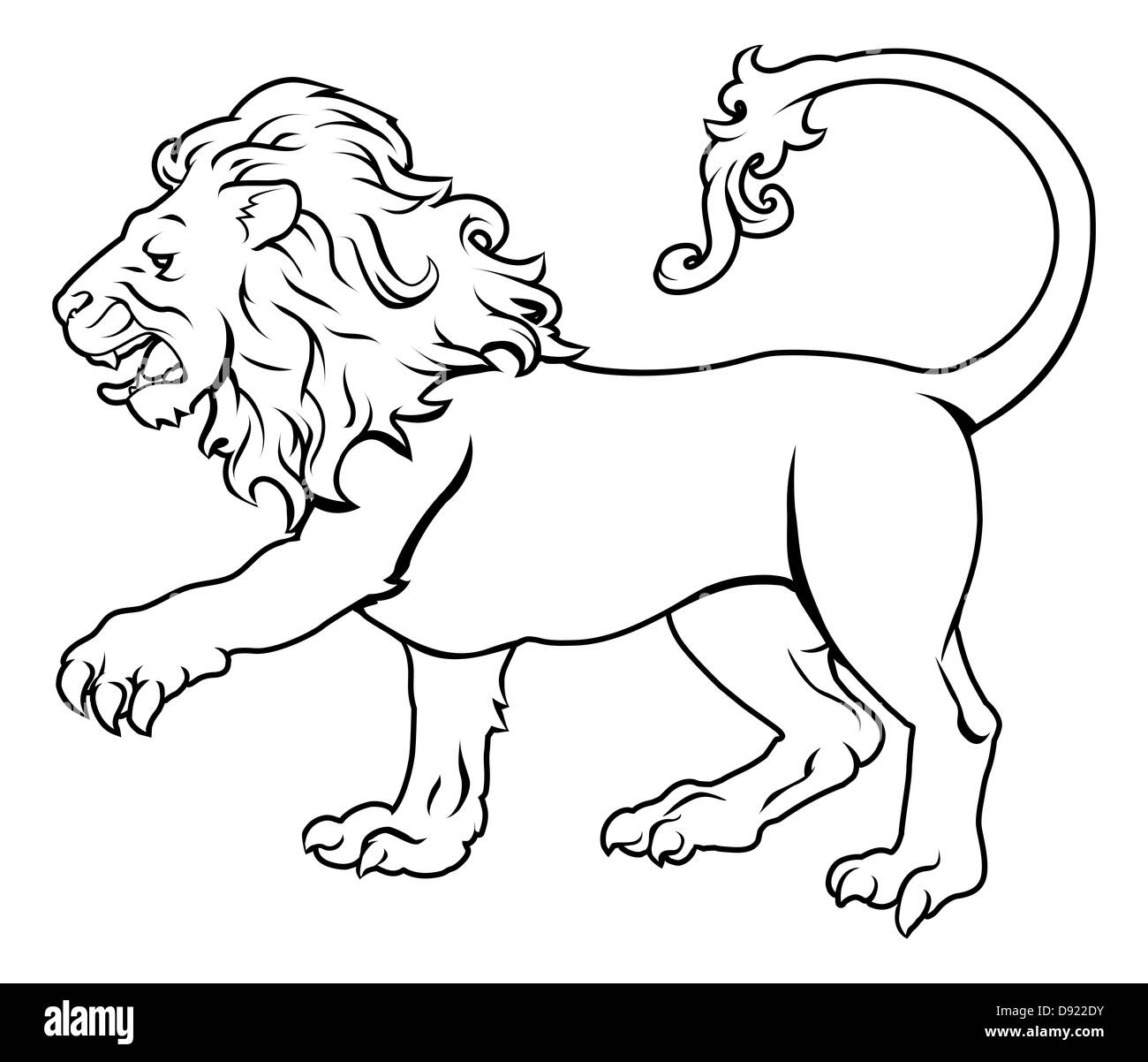 An illustration of a stylised black lion perhaps a lion tattoo ...
