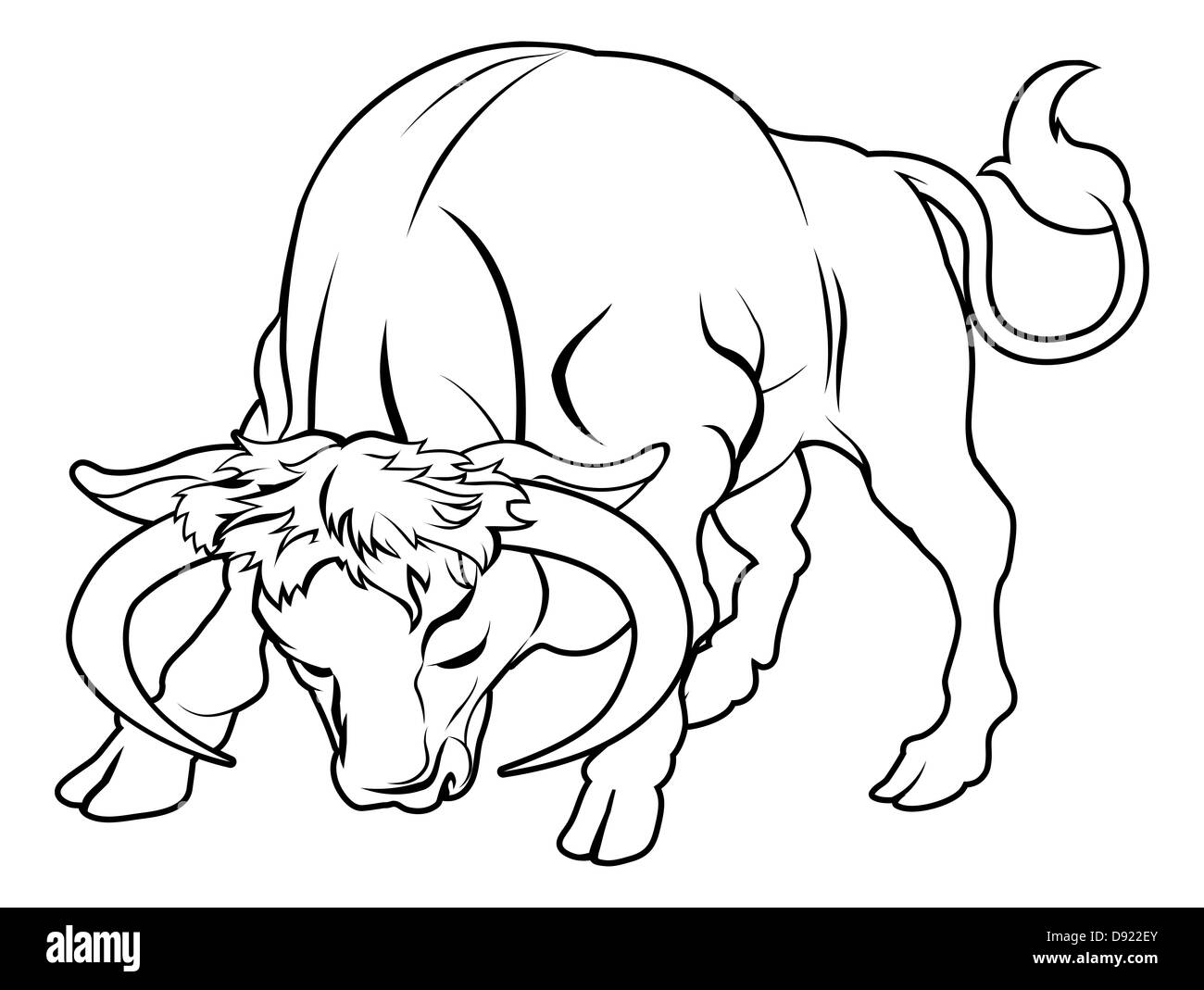 An illustration of a stylised black bull perhaps a bull tattoo Stock Photo