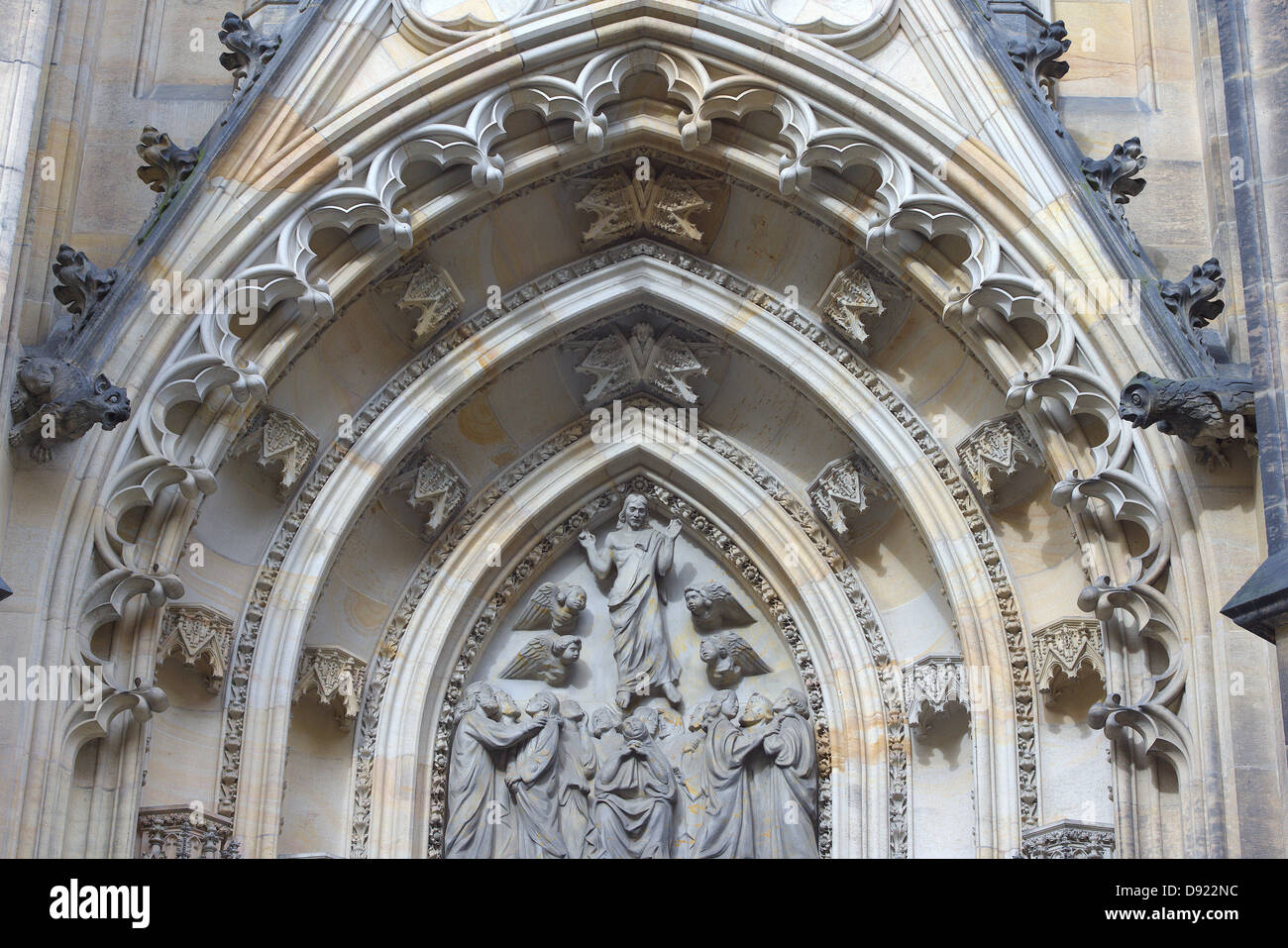 Prague St Vitus Cathedral Gothic tympanum Stock Photo