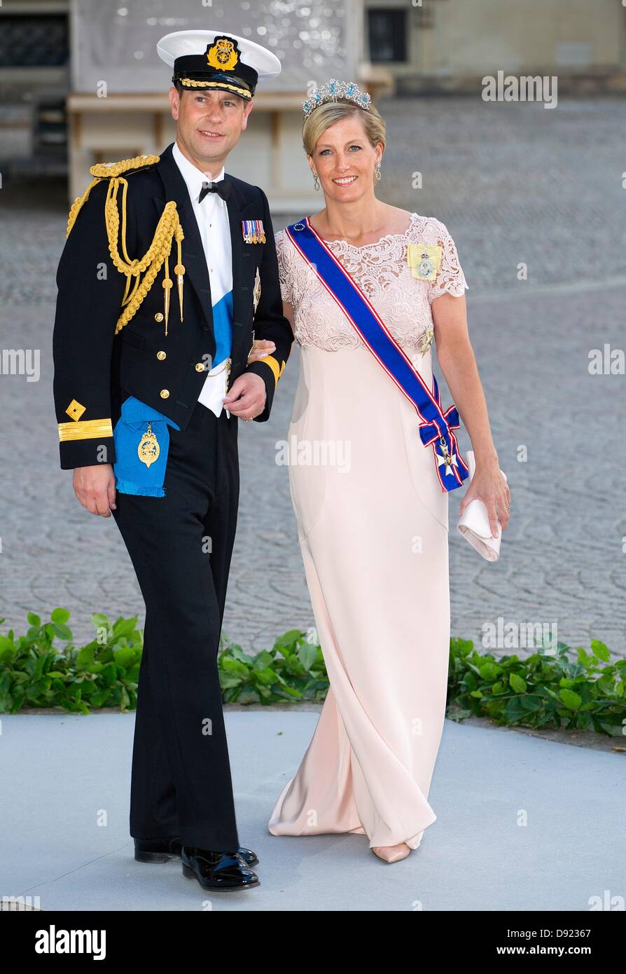 Stockholm, Sweden. 8th June, 2013. Edward, Count of Wessex and Sophie, Countess Wessex arrive for the wedding of Swedish Princess Madeleine and Chris O'Neill at the Chapel of the Royal Palace in Stockholm, Sweden, 8 June 2013. Photo: Patrick van Katwijk / Alamy Live News Stock Photo