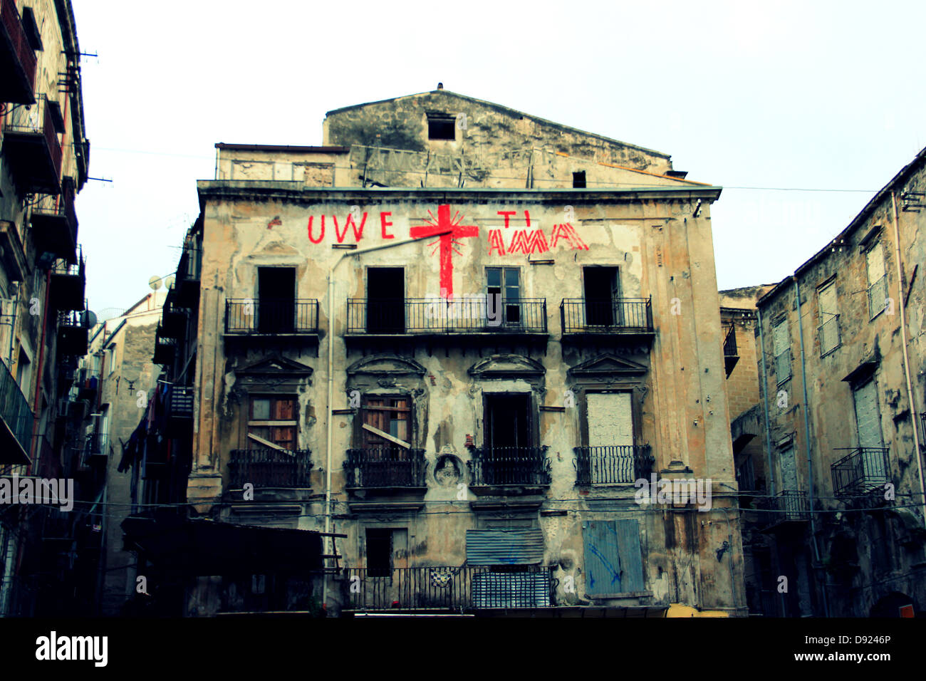 Decadent building in Palermo - Italy Stock Photo