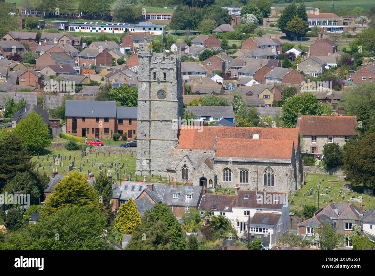 Carisbrooke St. Mary's church and village, Isle of Wight Stock Photo