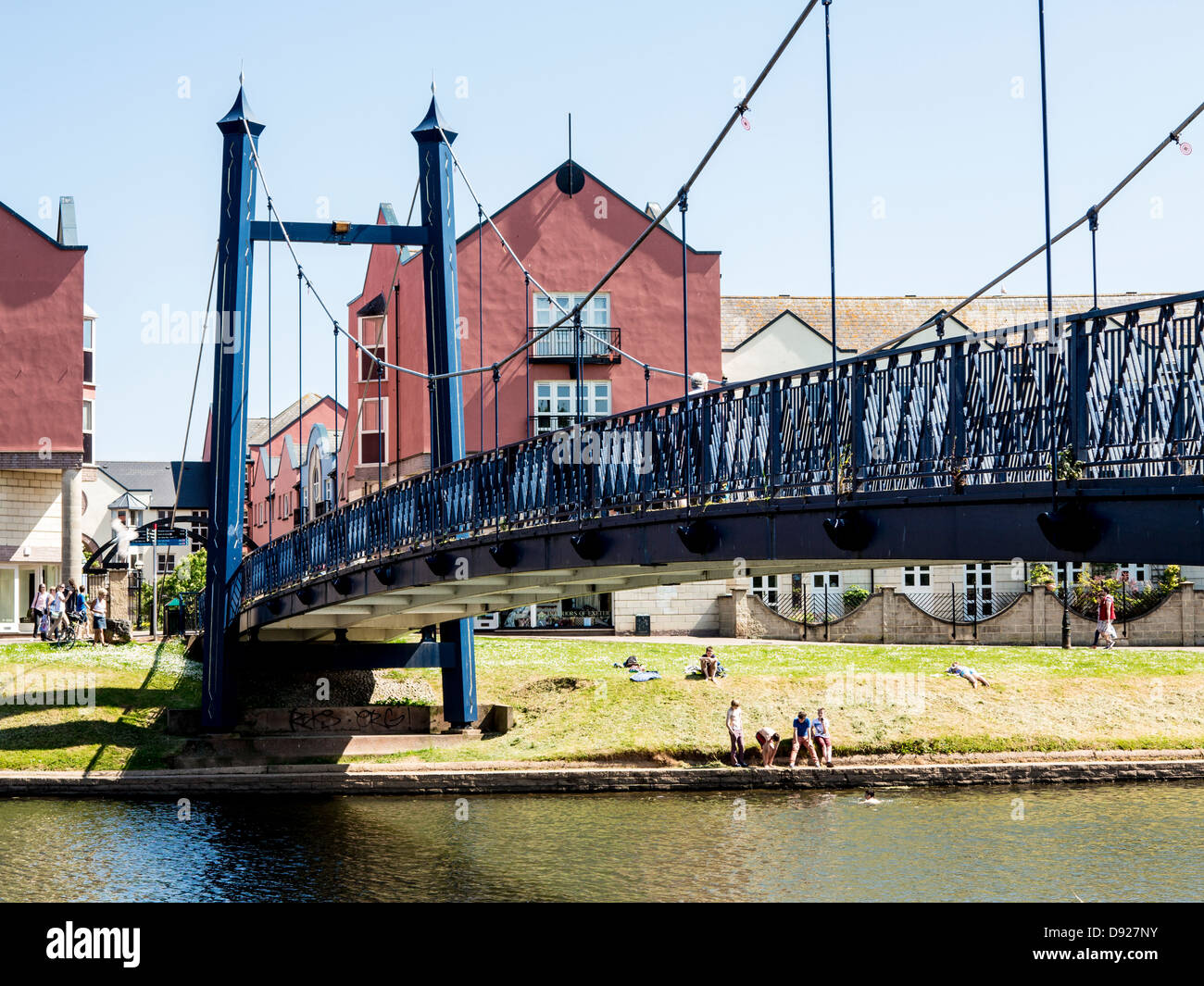 Suspension bridge over the river Exe, Exeter, Devon, England Stock ...