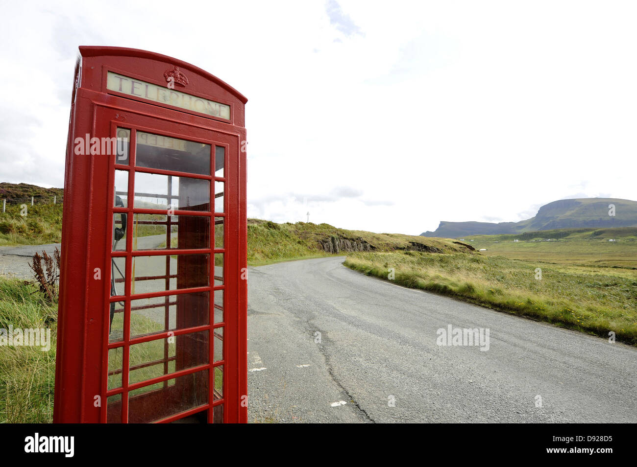 Red telephone box, Isle of Skye, Scotland, Great Britain Stock Photo