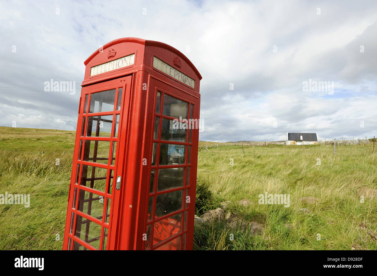 Red telephone box, Isle of Skye, Scotland, Great Britain Stock Photo