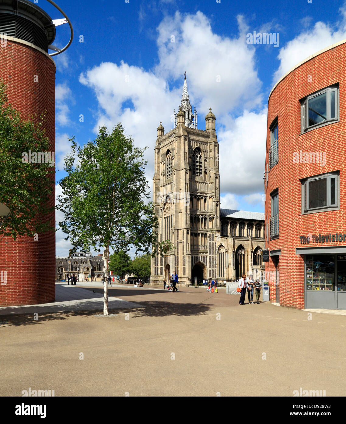 Norwich, St. Peter Mancroft church, Millennium Plain, Norfolk, England, UK, English city centre churches Stock Photo