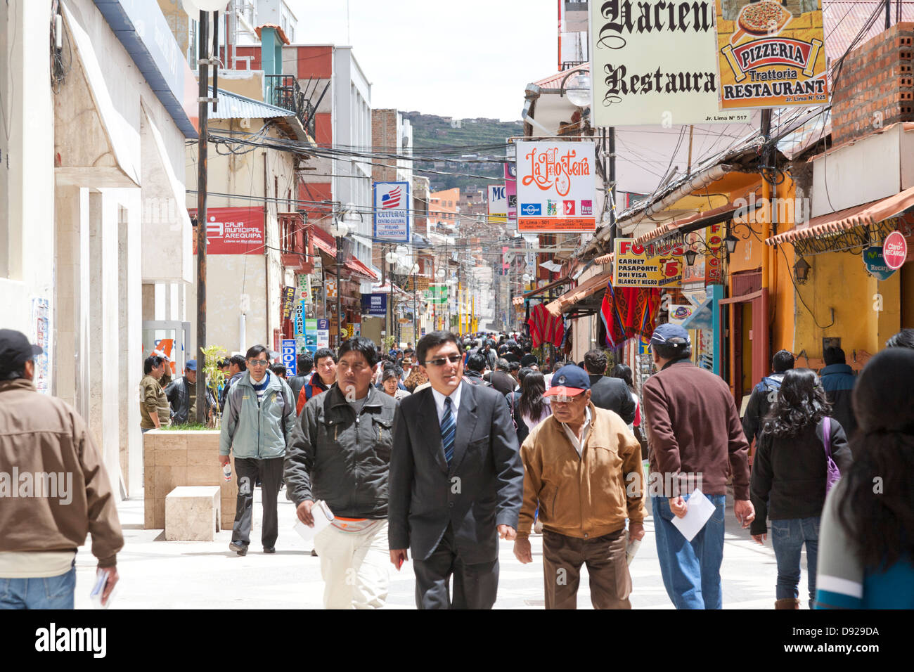 Lima Street, Shopping in Puno, Peru Stock Photo