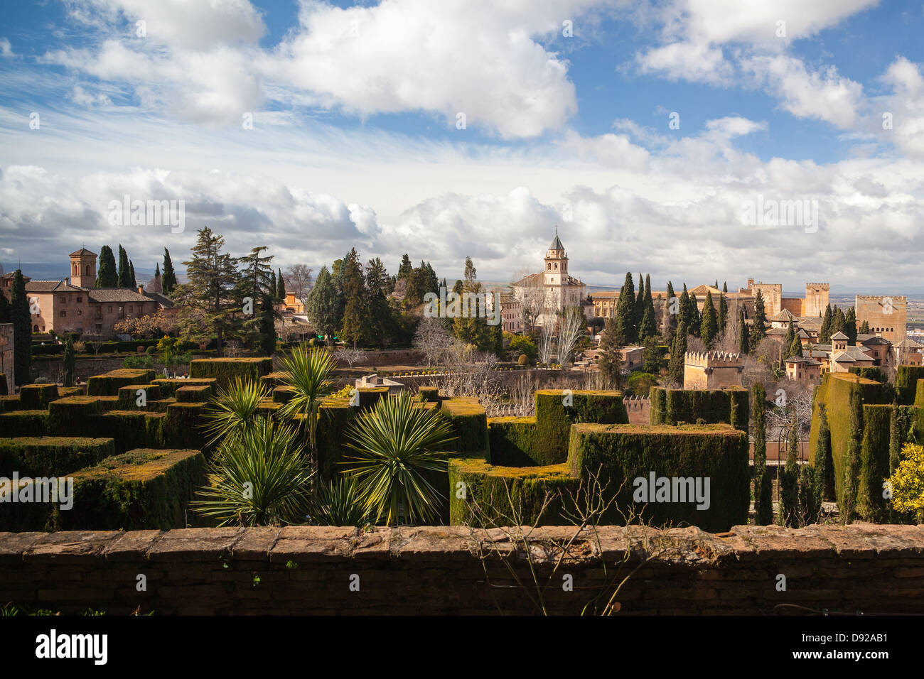 Gardens of La Alhambra in Granada, Spain Stock Photo