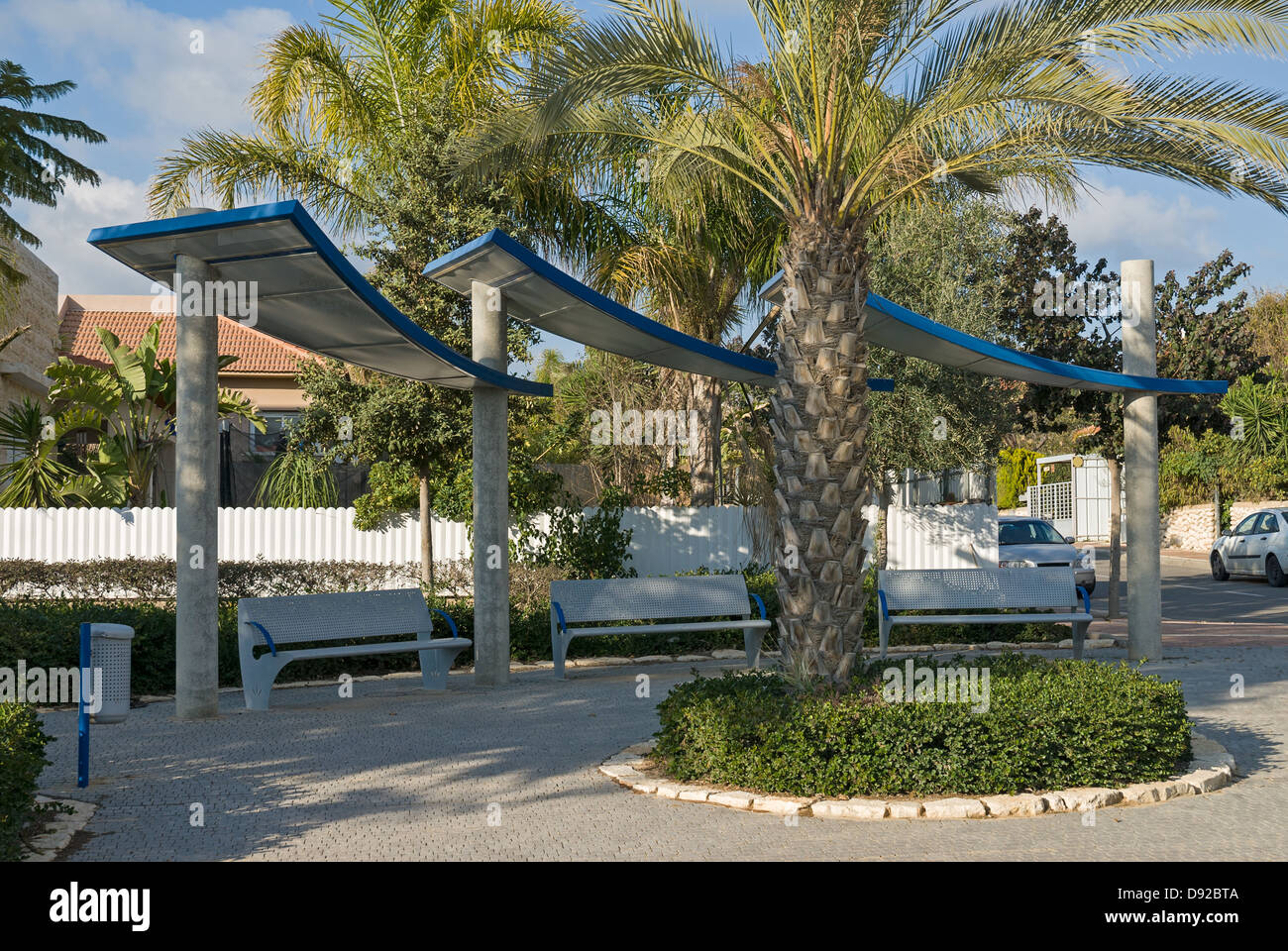 Benches for public use on the streets of a city in Israel Stock Photo ...