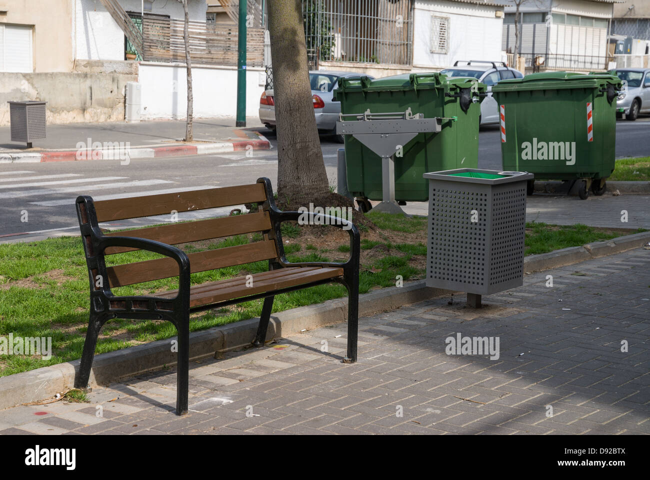 Benches for public use on the streets of a city in Israel Stock Photo ...