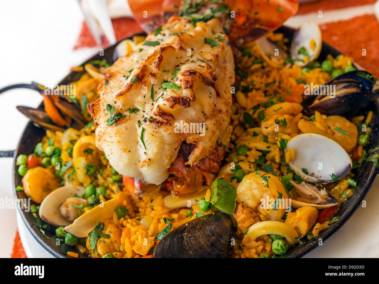 Paella with Lobster Stock Photo