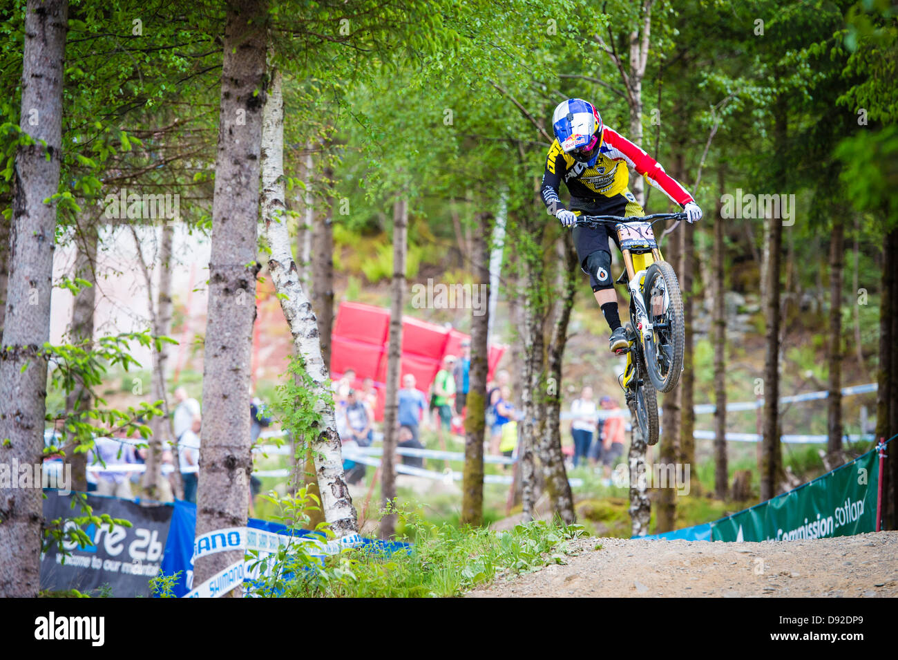 Fort William, UK. 9th June, 2013. British National Champion Rachel Atherton of GT Factory Racing on her way to winning the UCI Mountain Bike World Cup from Fort William. Credit:  Action Plus Sports Images/Alamy Live News Stock Photo