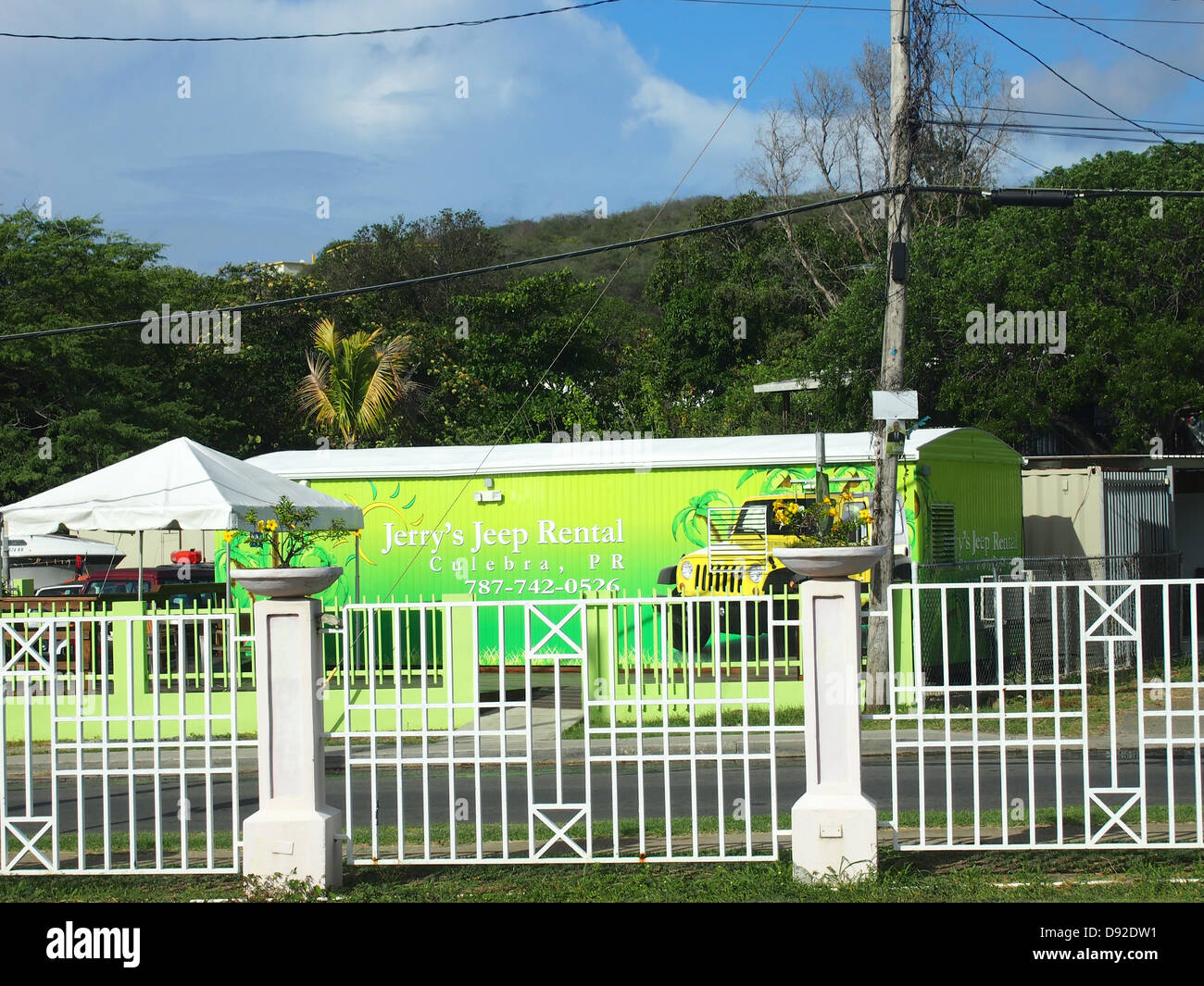 Jerry's jeep rentals in Culebra, Puerto Rico Stock Photo