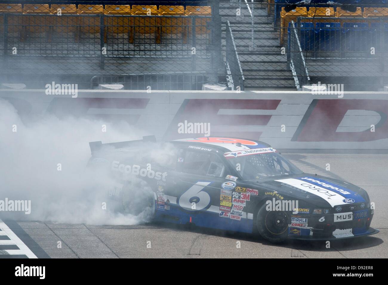 Newton, IA, USA. 9th June, 2013. Trevor Bayne (6) wins the Pioneer Hi-Bred 250 at the Iowa Speedway in Newton, IA. Credit:  Cal Sport Media/Alamy Live News Stock Photo