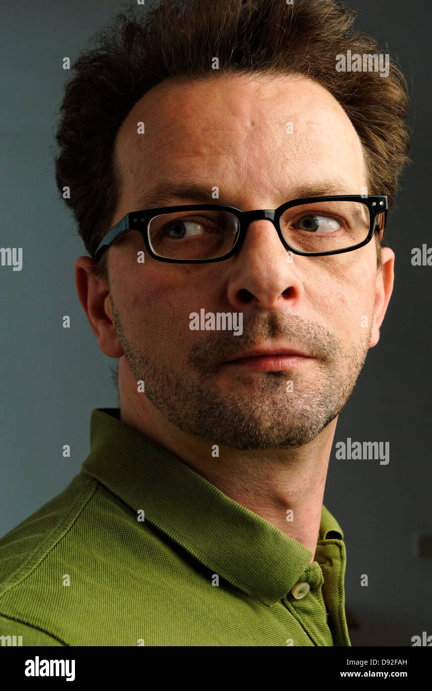 A forty years old man with glasses Stock Photo