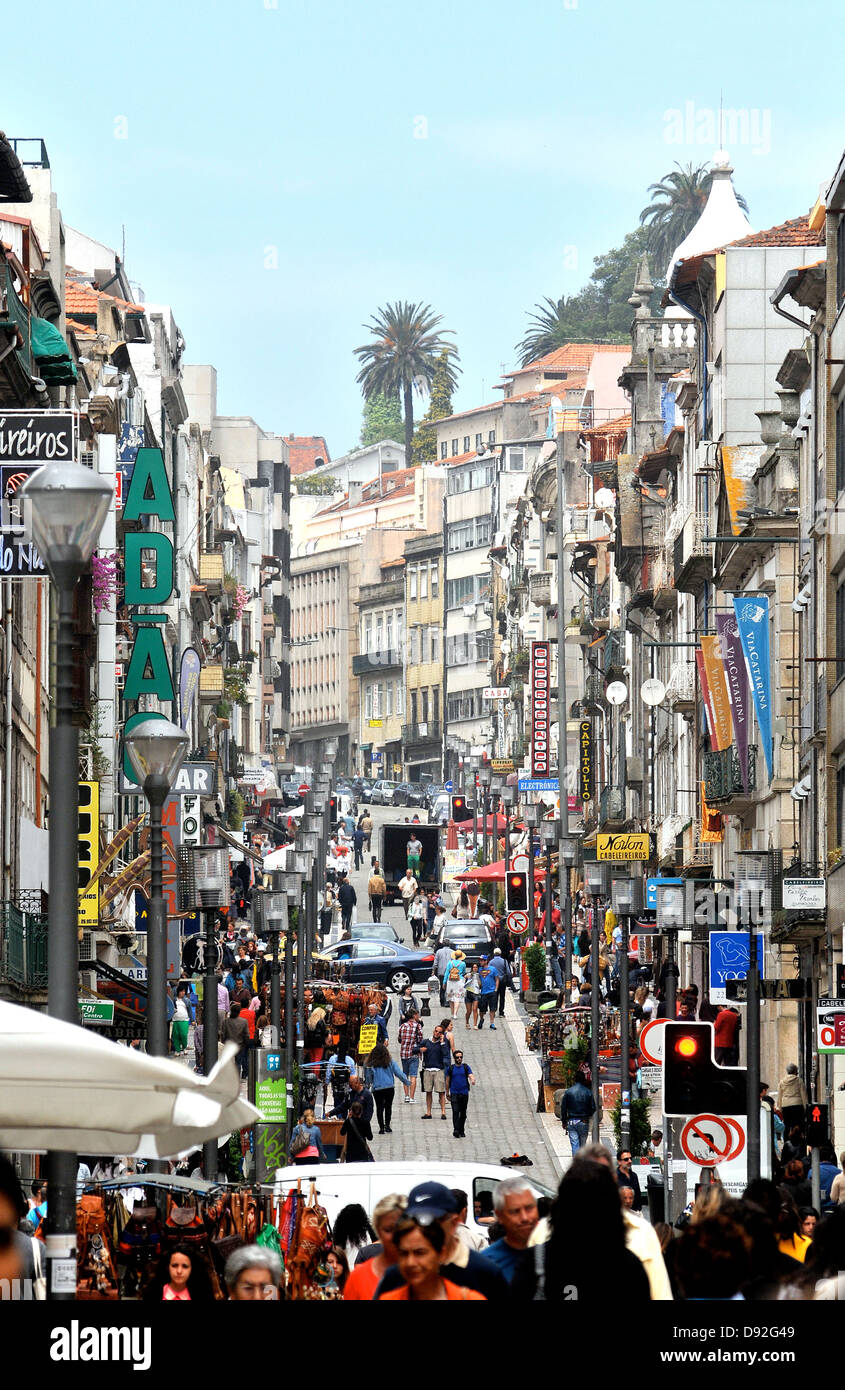 main street Santa Catarina rua old city Porto Portugal Stock Photo Alamy