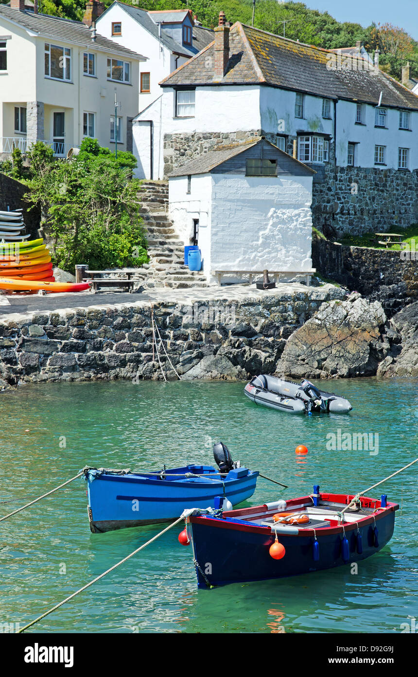 Fishing boats in the harbour at Coverack, Cornwall, UK Stock Photo