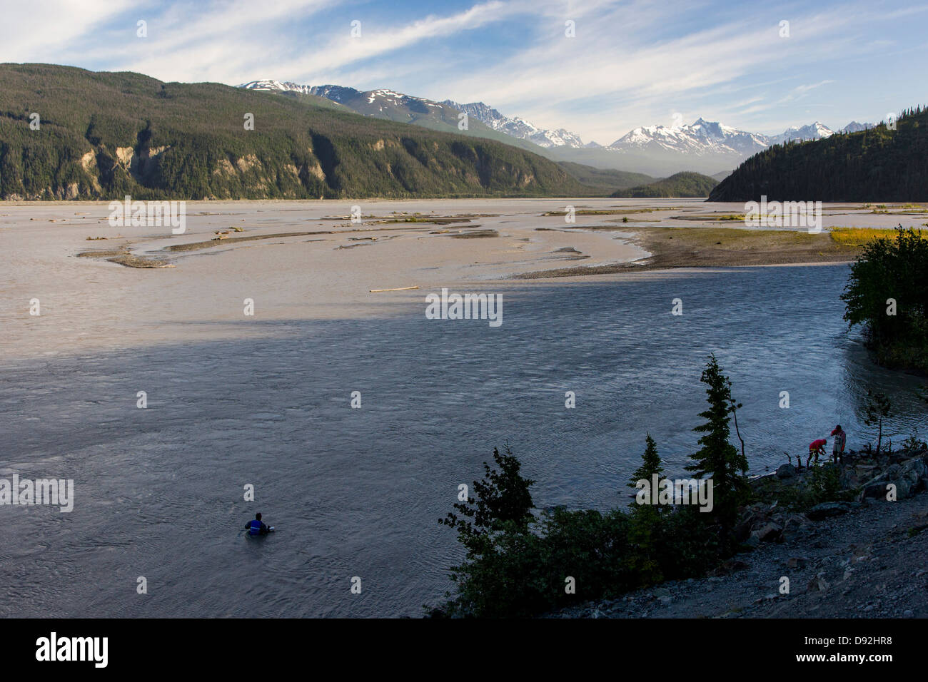 Subsistence fisherman catch wild salmon on the Copper River; runs from