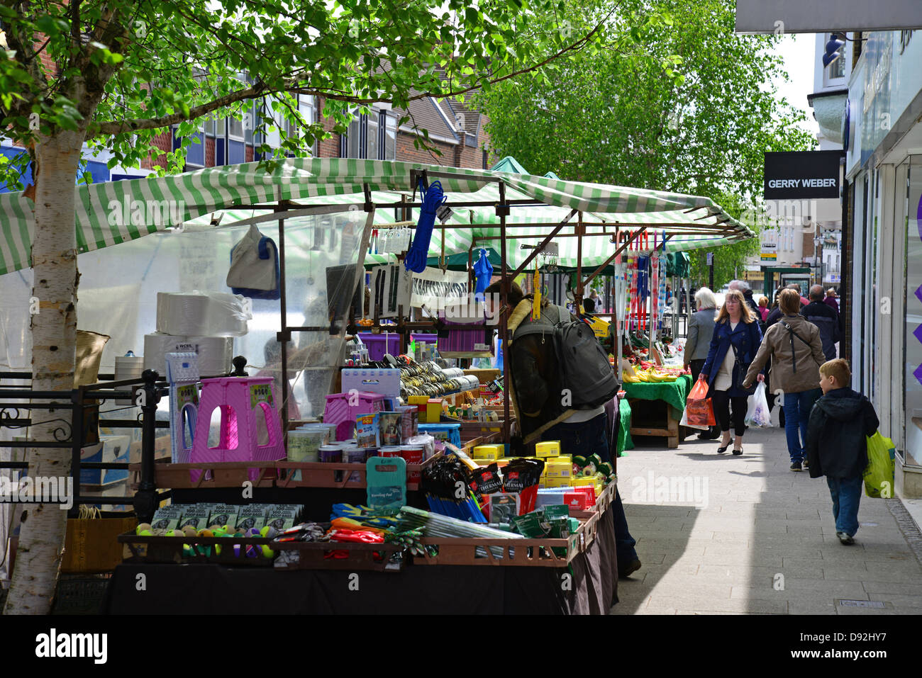 Market stalls at Farmer's market, South Street, Stortford