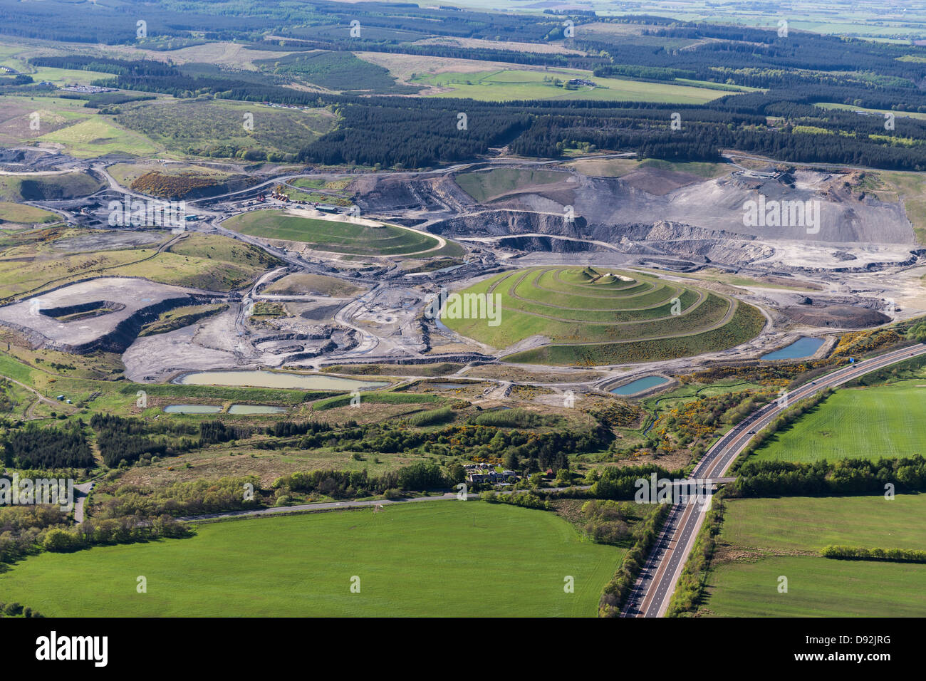 Aerial image of Lassodie Open Cast / St Ninian's Opencast Mine in Fife Stock Photo