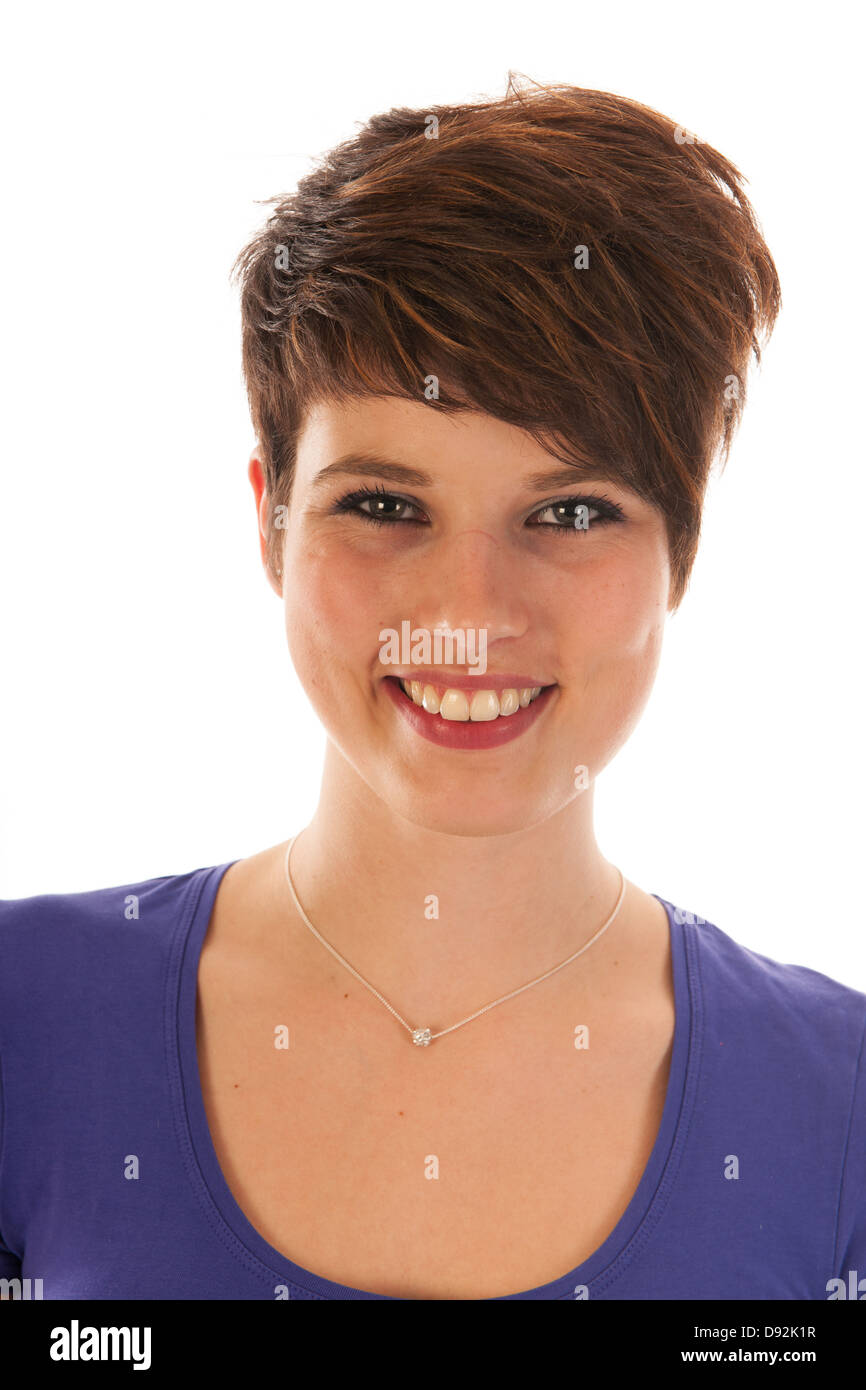 Portrait of an young woman isolated over white background Stock Photo ...